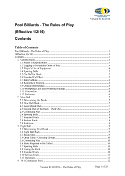 Pool Billiards - The Rules of Play