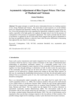 Asymmetric Adjustment of Rice Export Prices: The Case of Thailand