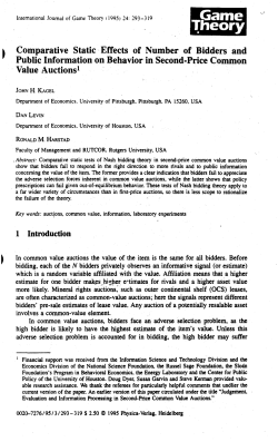 Comparative Static Effects of Number of Bidders and Public