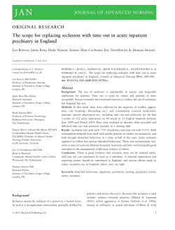 The scope for replacing seclusion with time out in acute inpatient