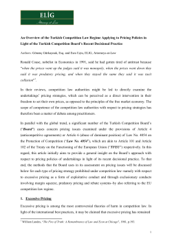 An Overview of the Turkish Competition Law Regime Applying to