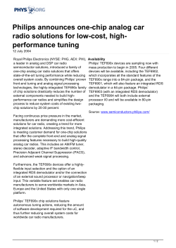 Philips announces one-chip analog car radio solutions for