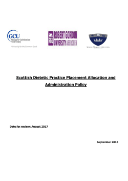 Scottish Dietetic Practice Placement Allocation and Administration
