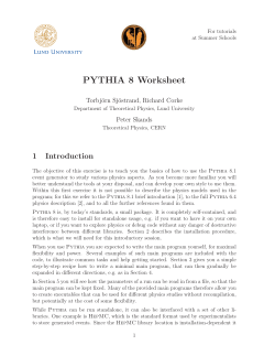 PYTHIA 8 Worksheet - Theoretical Physics