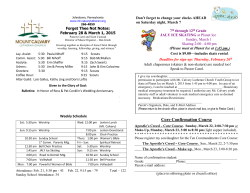 Forget Thee Not Notes: Week of January 18, 2009