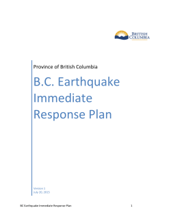 B.C. Earthquake Immediate Response Plan