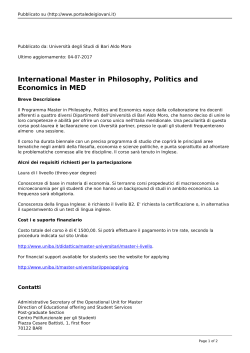 International Master in Philosophy, Politics and Economics in MED
