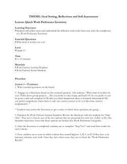 Quick Work Preference Inventory