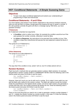 HO7: Conditional Statements &ndash; A Simple Guessing Game