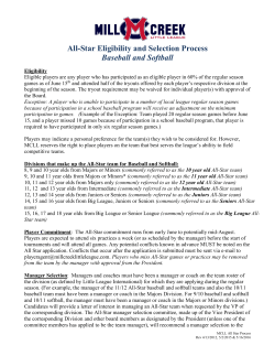 All-Star Eligibility and Selection Process Baseball and Softball