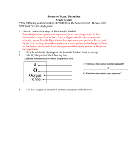 Semester Exam, December Study Guide