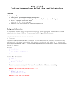 CpSc 111 Lab 6 Conditional Statements, Loops, the Math Library