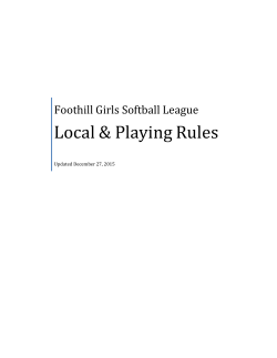 Playing Rules - Foothill Girls Softball League