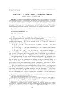 IMMERSIONS IN HIGHLY EDGE CONNECTED GRAPHS 1