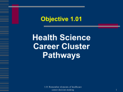 1.01 Remember elements of healthcare career decision making