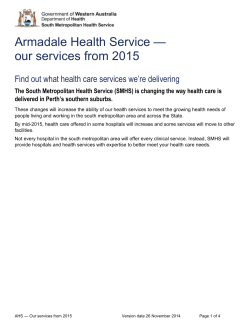 Armadale Health Service &mdash; our services from 2015