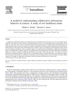 A model for understanding collaborative information behavior in