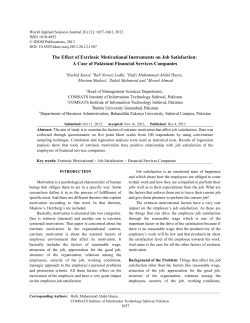 The Effect of Extrinsic Motivational Instruments on Job