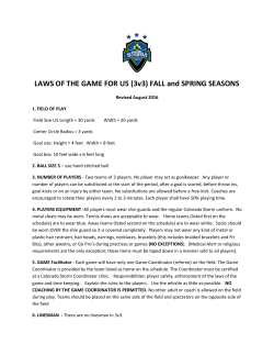 LAWS OF THE GAME FOR U5 (3v3) FALL and