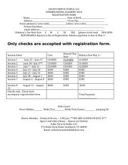 Only checks are accepted with registration form.