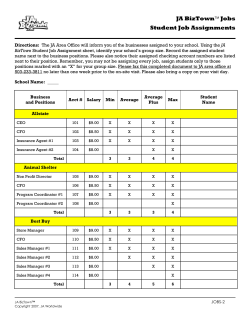 Directions: Using the JA BizTown Staffing Model on page 2 as a