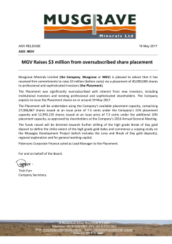 MGV Raises $3M from Oversubscribed Share Placement