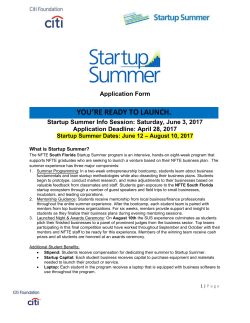 Saturday, June 3, 2017 Application Deadline