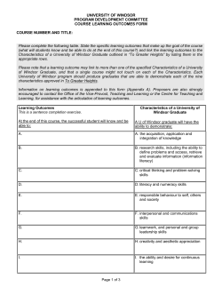 Course Learning Outcomes Form