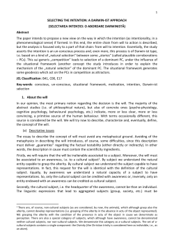 selecting the intention: a darwin-IST approach (selectarea intenției
