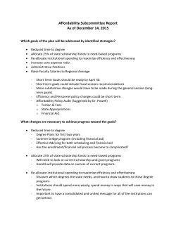 Affordability Subcommittee Report As of December 14, 2015