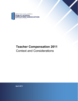 Teacher Compensation 2011 Context and Considerations