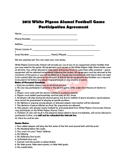 2013 White Pigeon Alumni Football Game Participation Agreement