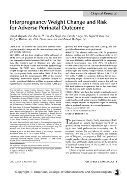 Interpregnancy Weight Change and Risk for Adverse