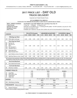 2017 price list- day old truck delivery