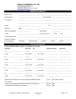 business information - Bond Placements LTD