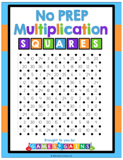 Multiplication Squares Game