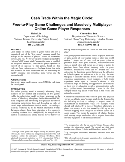 Cash Trade Within the Magic Circle: Free-to-Play Game