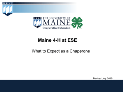 Maine 4-H ESE Chaperone Orientation July 2015