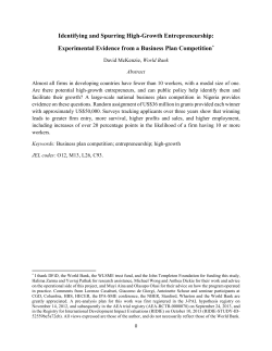 Experimental Evidence from a Business Plan Competition