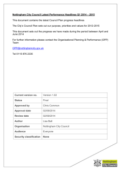 Nottingham City Council Latest Performance Headlines Q1 2014 2015