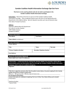Camden Coalition Health Information Exchange Opt