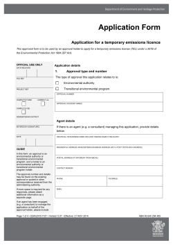 Application for a temporary emissions licence