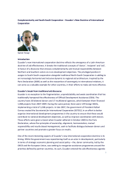 Complementarity and South-South Cooperation &ndash; Ecuador&acute;s New