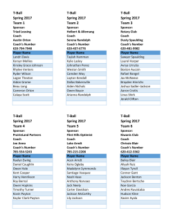 2017 T-Ball Team Rosters