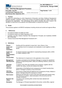 OHS Risk Management Procedure - Department of Education and