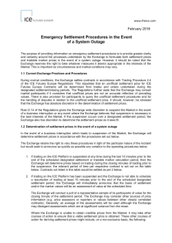 Emergency Settlement Procedures in the Event of a System