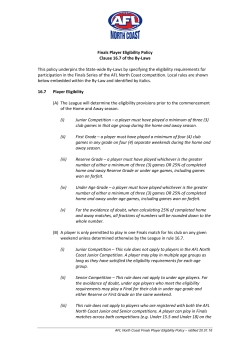 Finals Player Eligibility Policy Clause 16.7 of the