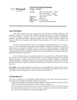 BUAD 497: Strategic Management - USC Search
