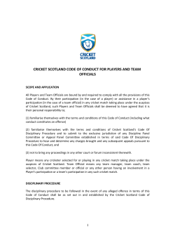 cricket scotland code of conduct for players and team officials