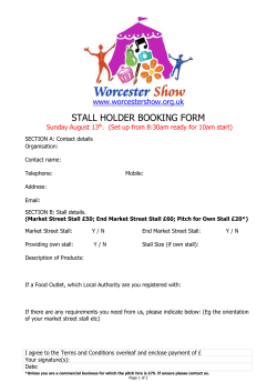 STALL HOLDER BOOKING FORM Sunday August 13th. (Set up